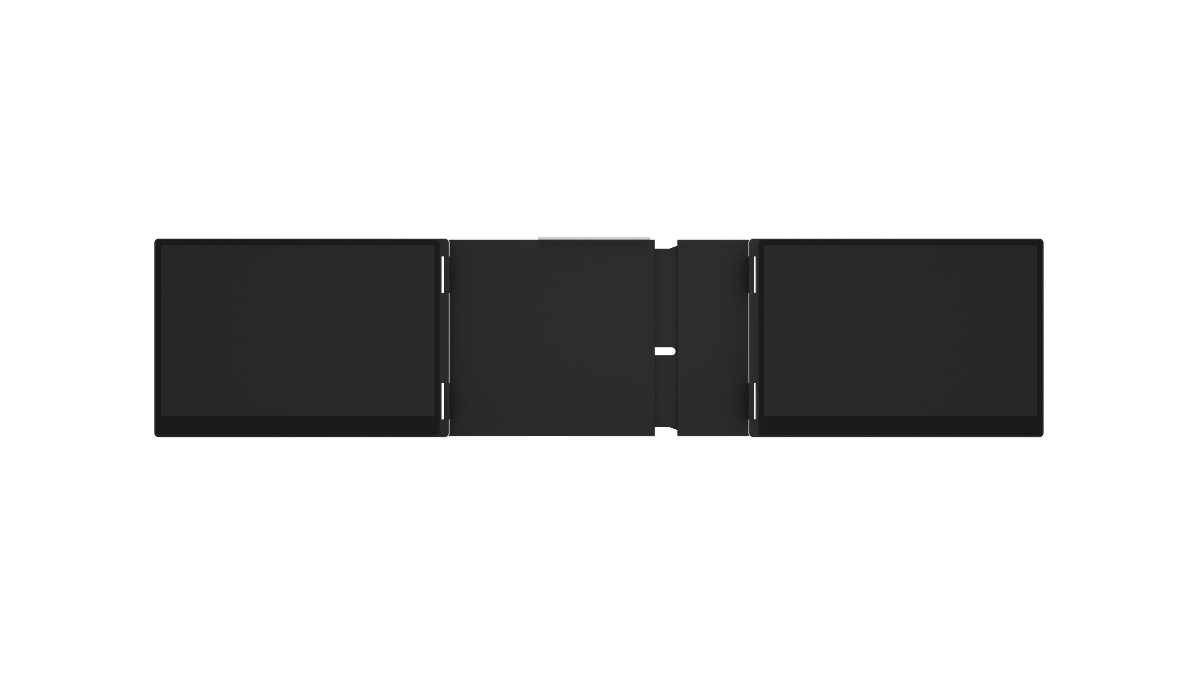 Open view of the Monduo 14&quot; tri-screen portable monitor. A laptop screen extender for 14&quot; laptops.